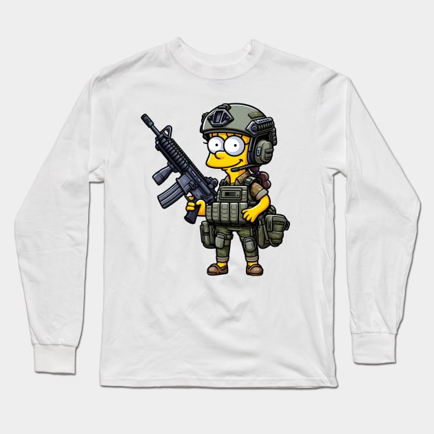 Tactical Yellow People Long Sleeve T-Shirt by Rawlifegraphic